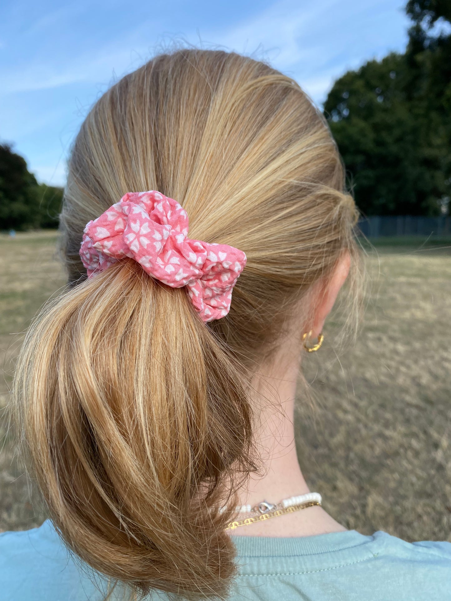 Scrunchie Rosa Weiß Seesucker