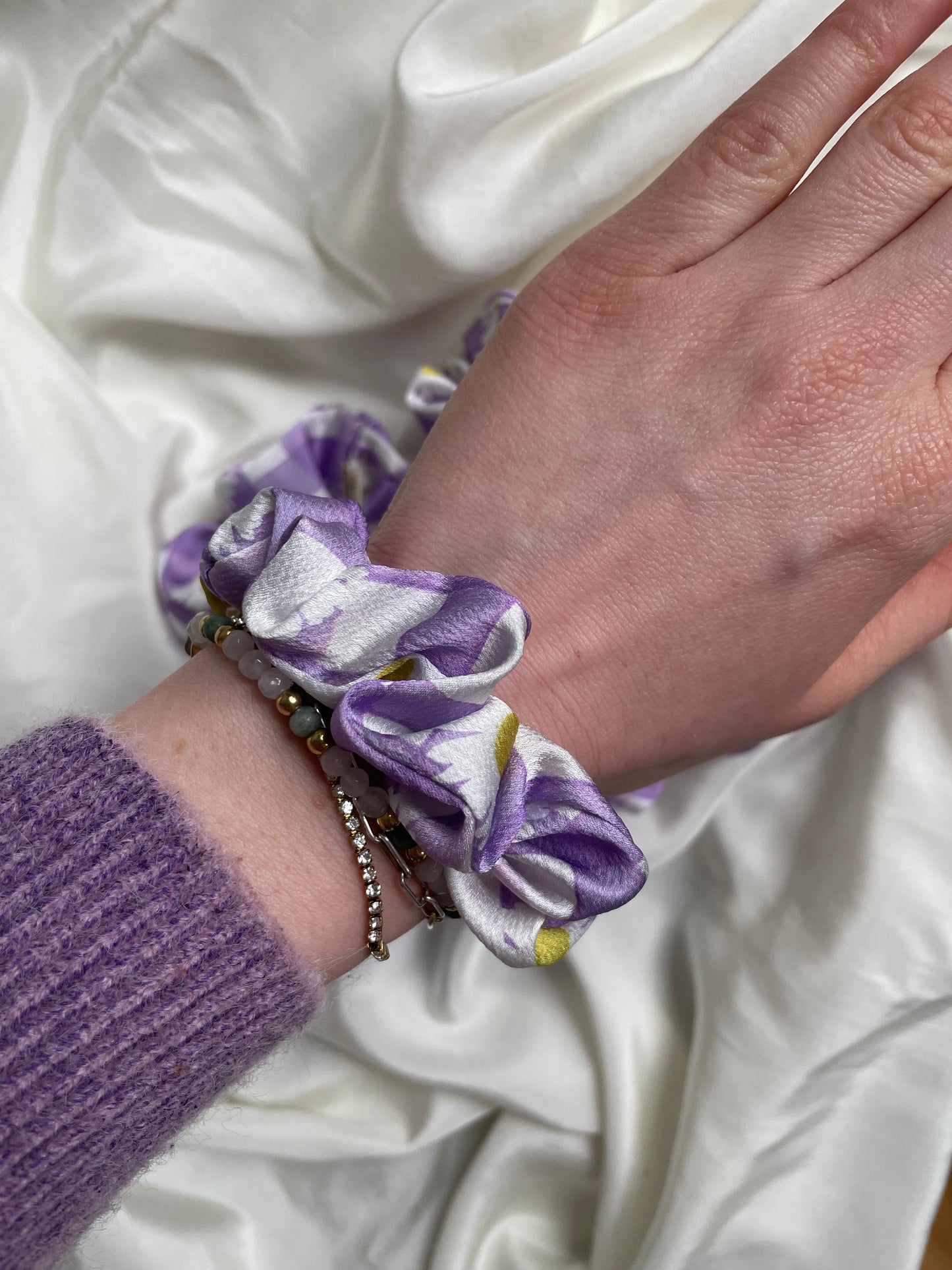 Scrunchie Daisy Gänseblümchen Lila