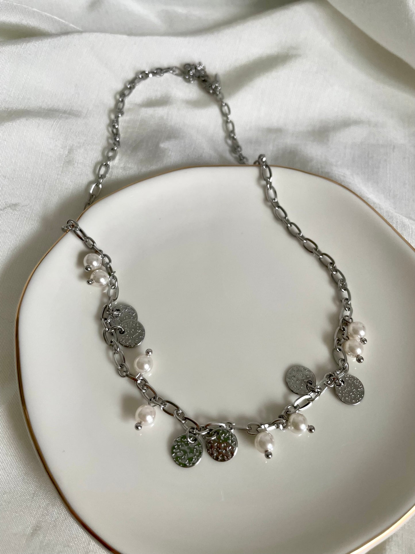 Edelstahl Kette Glücksperle