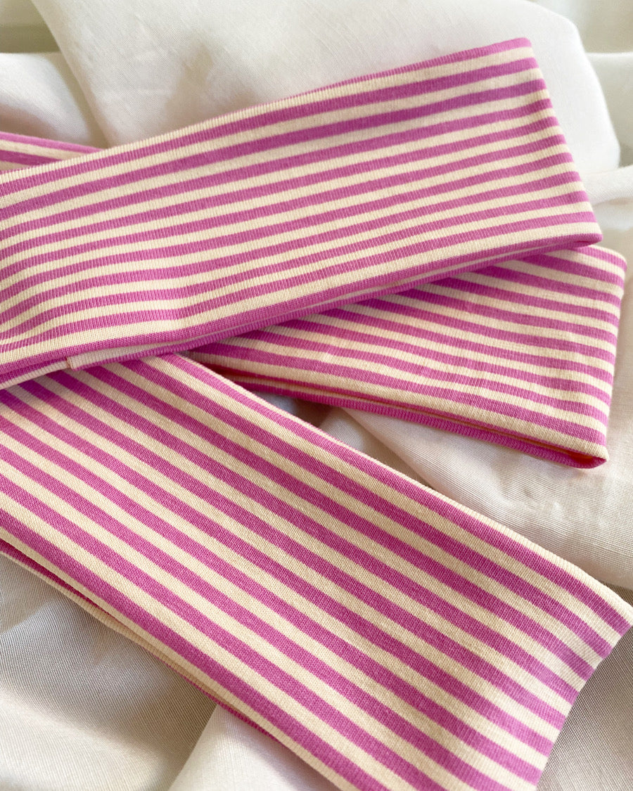 Haarband Gestreift Pink Beige Weiß