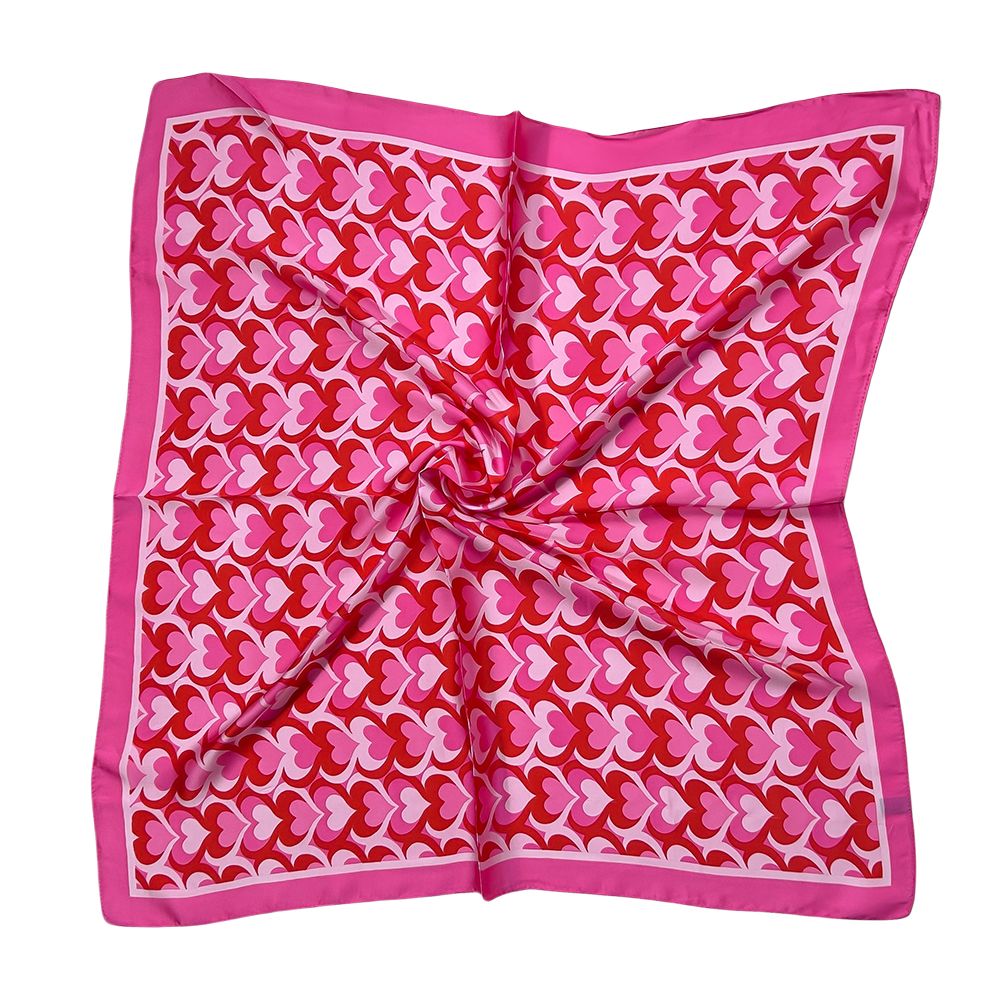 Kopftuch Satintuch Sommer Herzmuster Pink