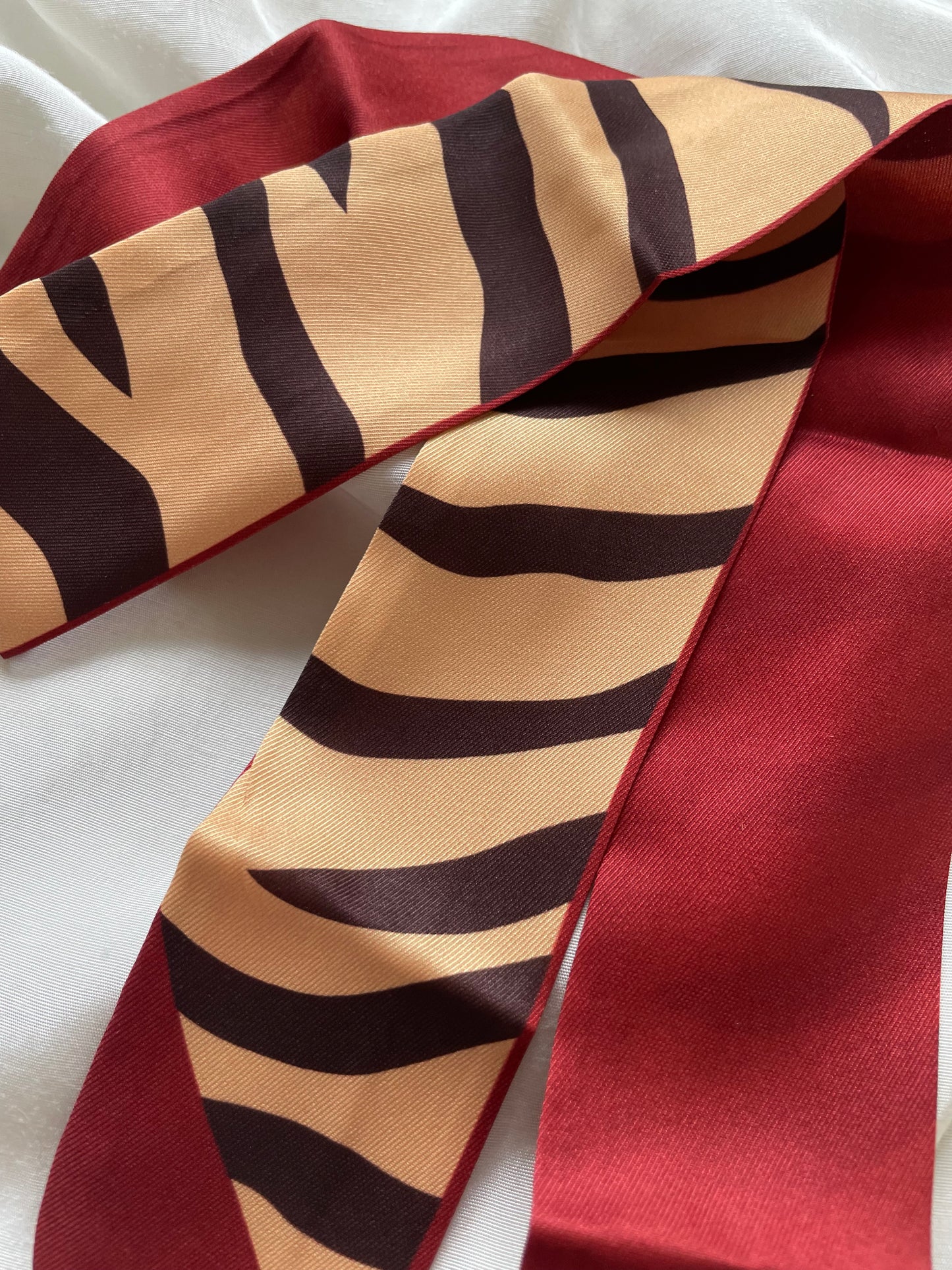 Haarschal Haarband Zebra Beige Rot