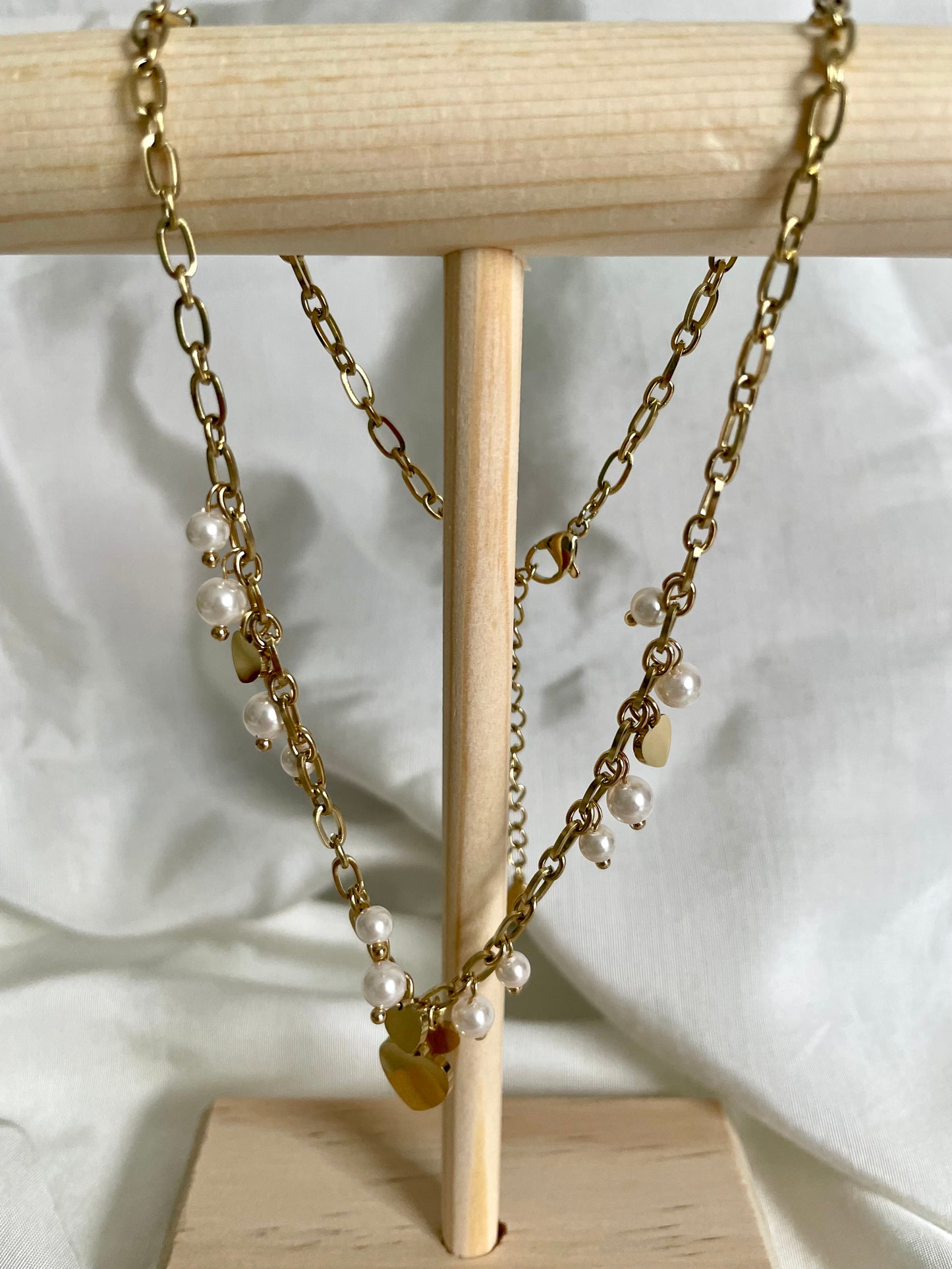 Edelstahl Kette Hearth & Pearls