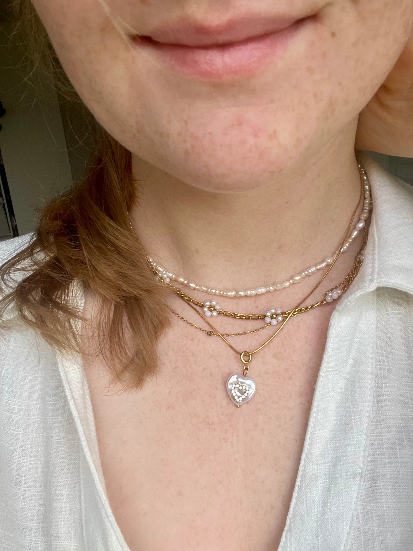 Edelstahl Kette Pearl Love