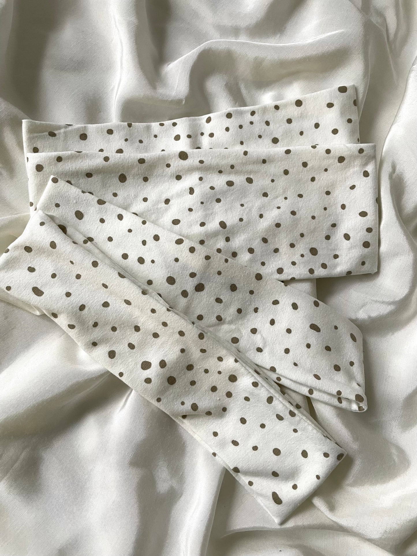 Haarband Weiß Beige Punkte
