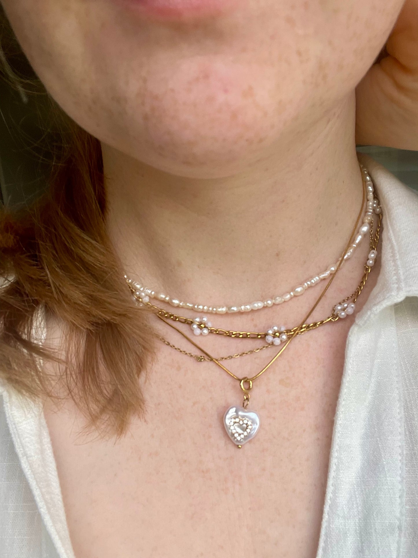 Edelstahl Kette Pearl Love