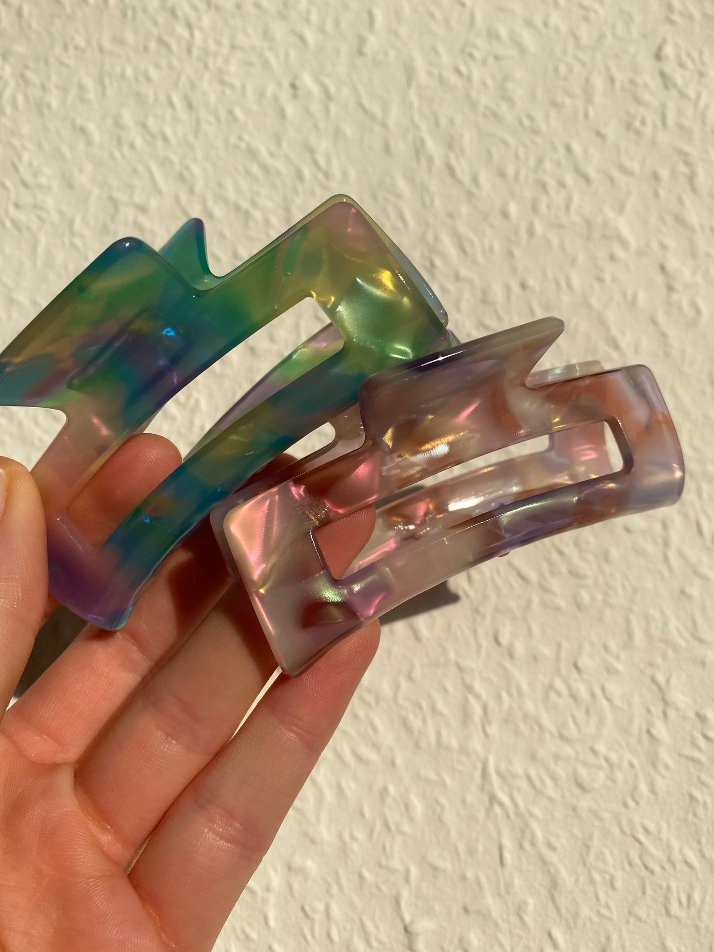 Haarspange Mittel Bunt Grün Blau Altrosa