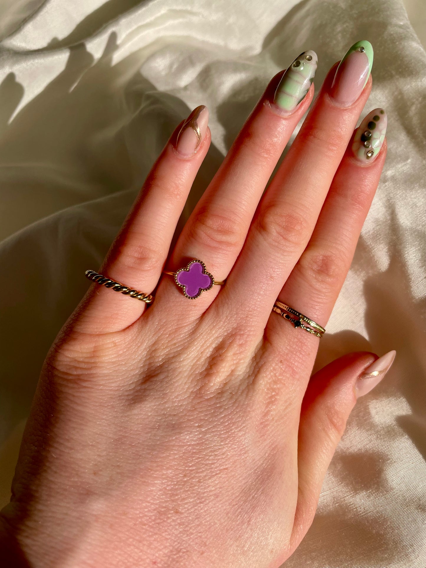Edelstahl Ring Clovers