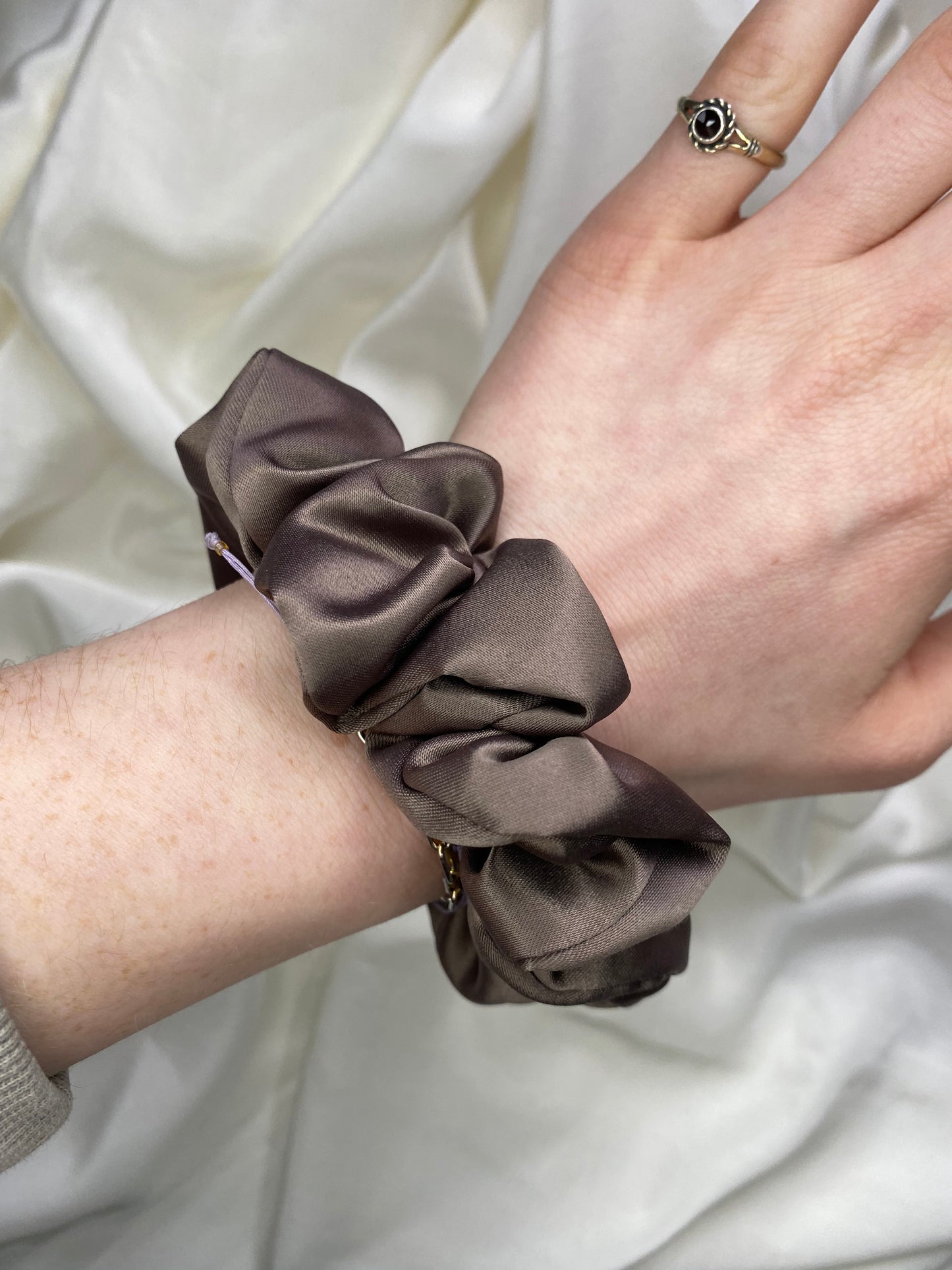 Scrunchie Taupe Satin