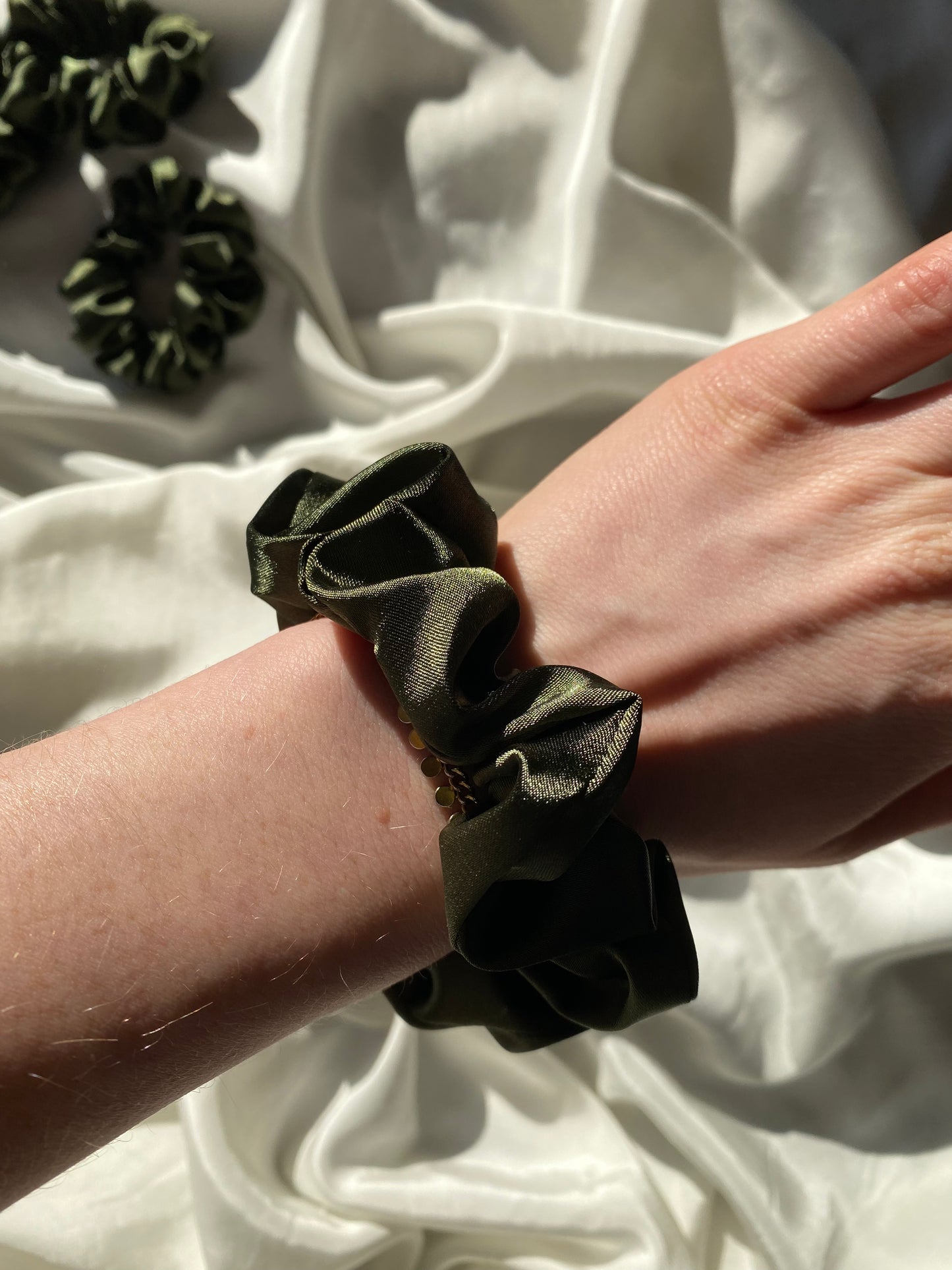 Scrunchie Dunkelgrün Satin