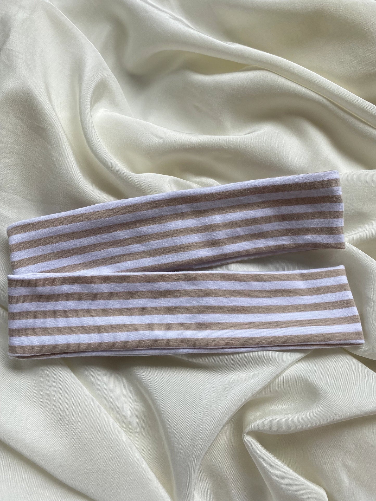 Haarband Gestreift Pink Beige Weiß