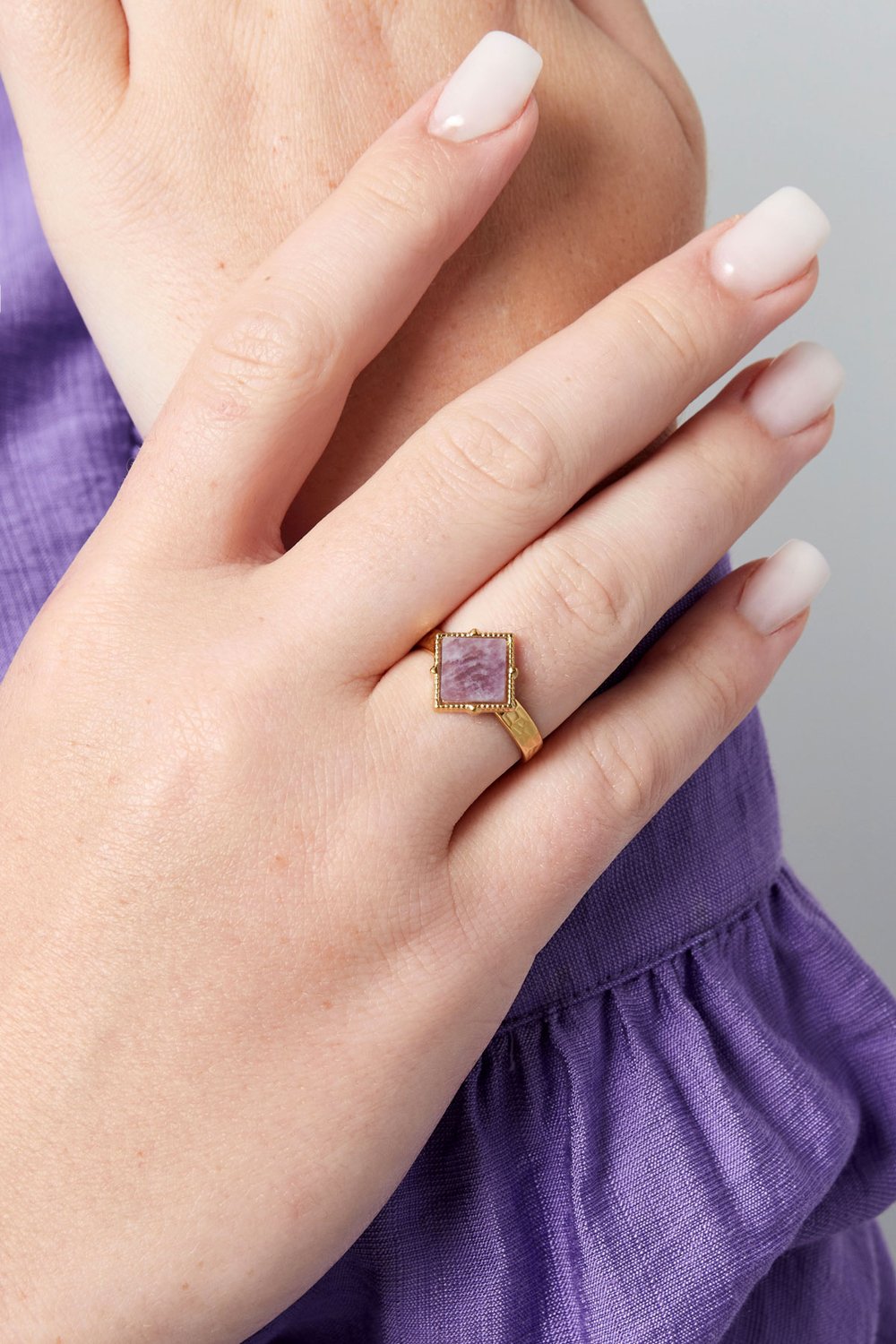 Edelstahl Ring Rose Stone