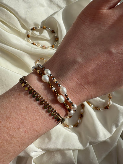 Braunes Süßwasserperle Armband Small