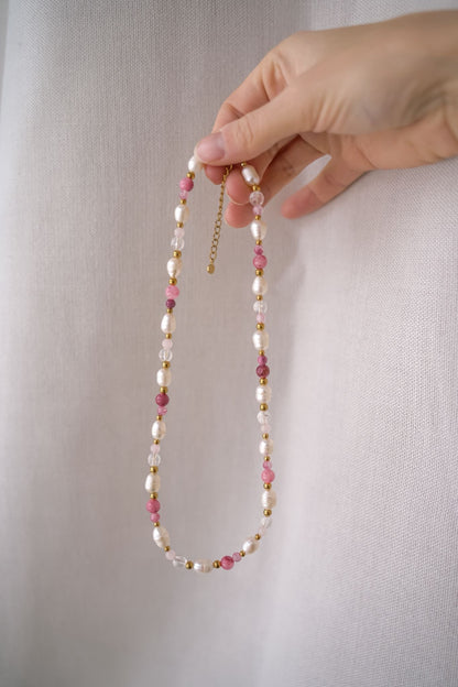 Süßwasserperlen Kette Rosa