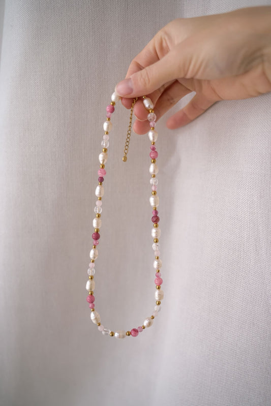 Süßwasserperlen Kette Rosa