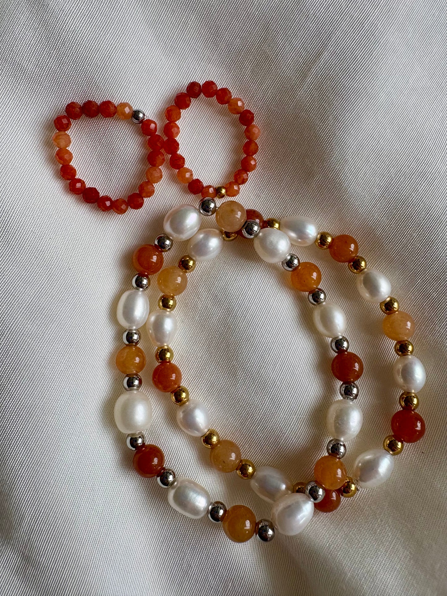 Orangenes Süßwasserperle Armband