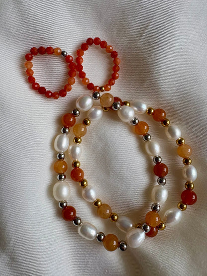 Orangenes Süßwasserperle Armband