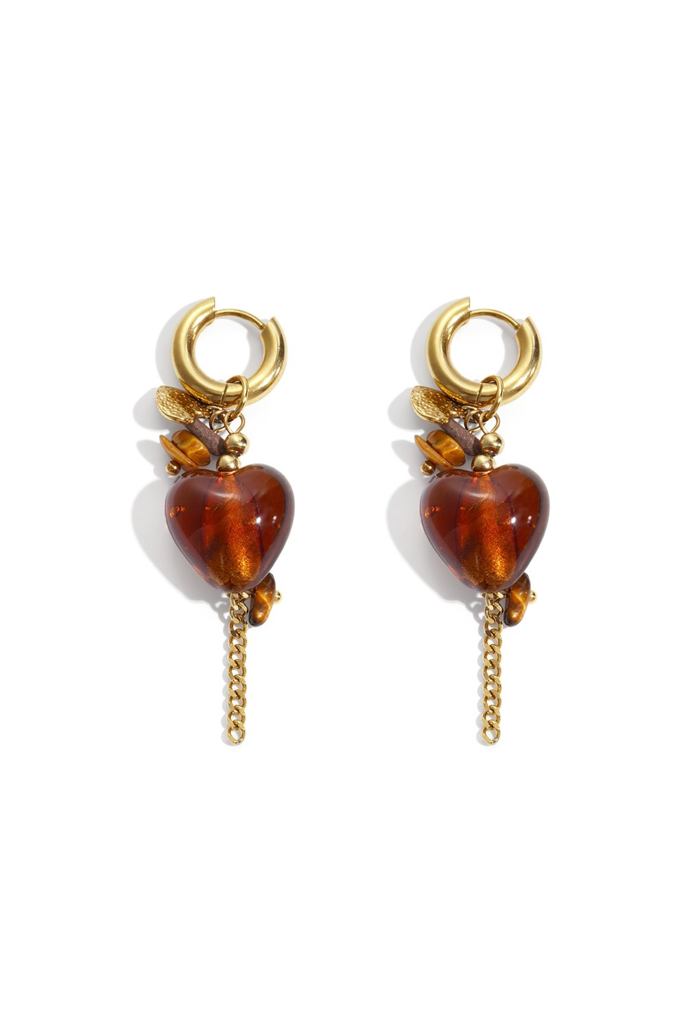 Edelstahl Ohrringe Brown Hearth