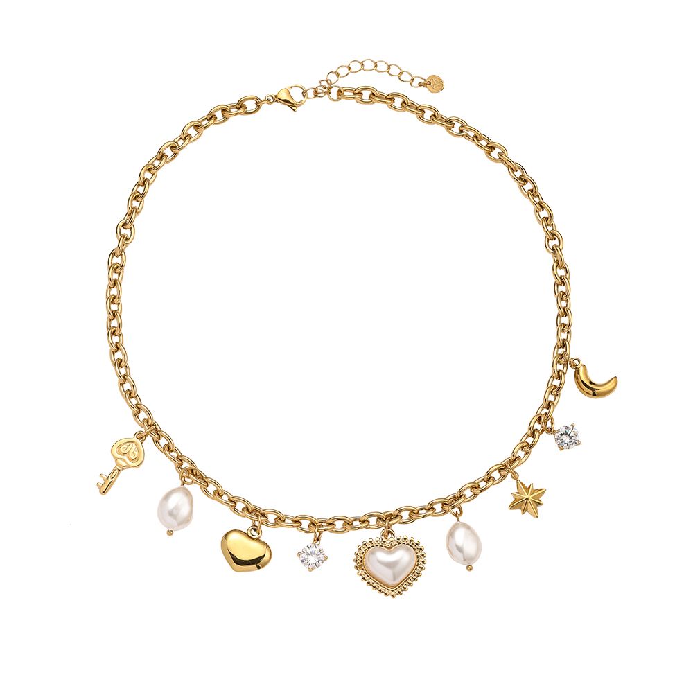 Statement Charm Kette Diamon Pearl
