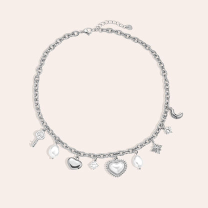 Statement Charm Kette Diamon Pearl
