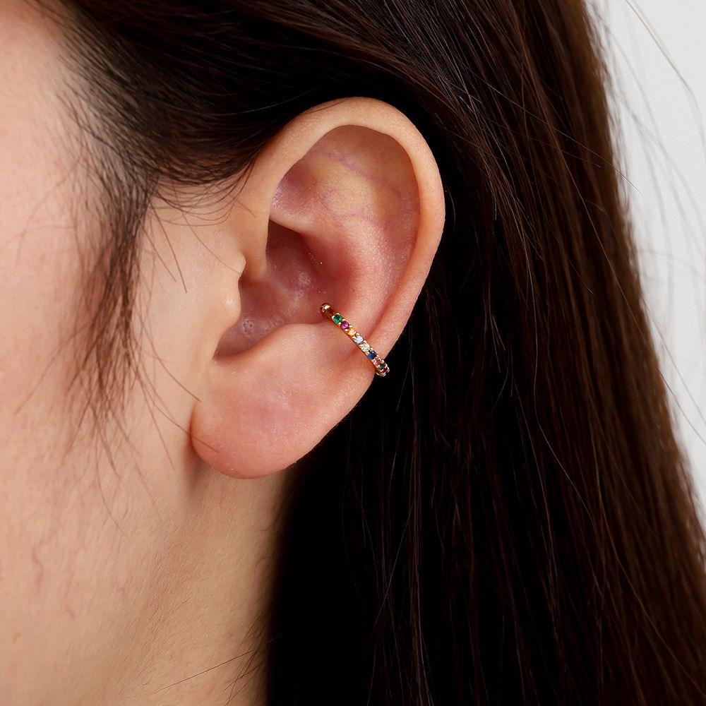 Earcuff Gold mit bunten Steinen