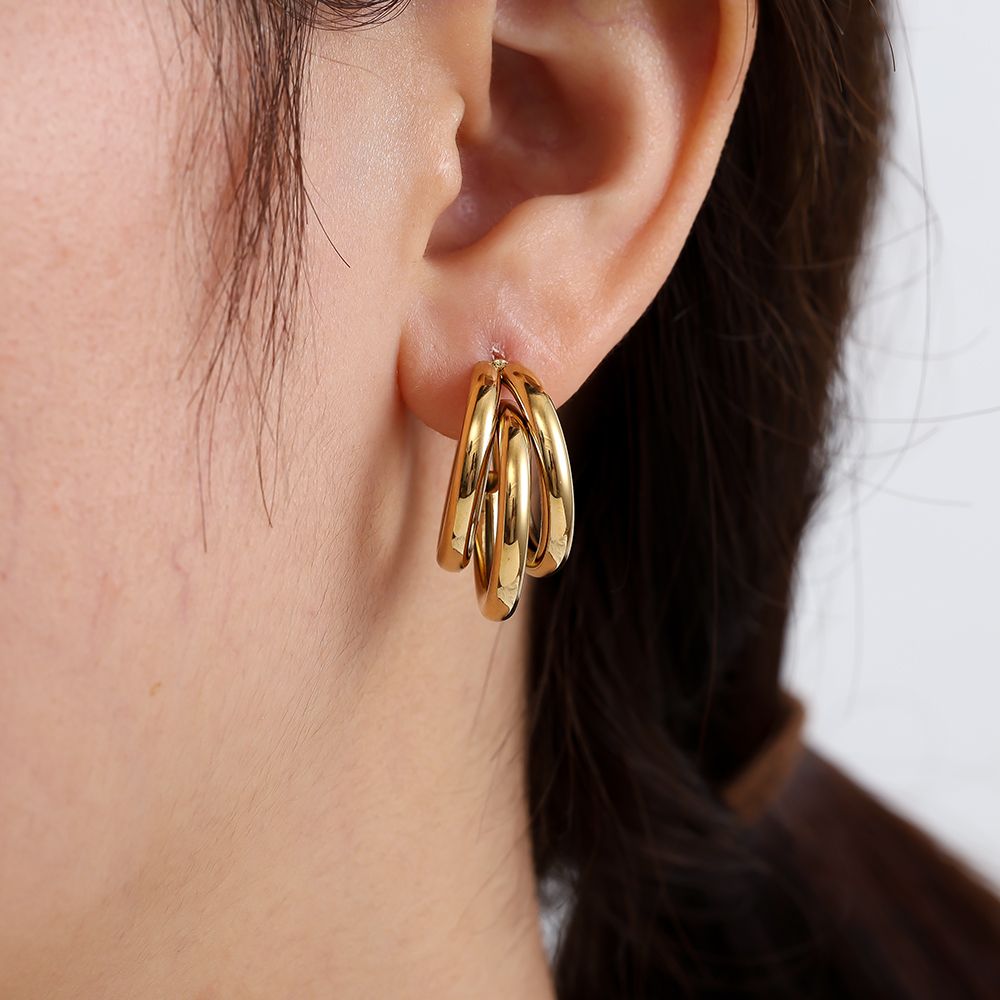 Edelstahl Ohrringe Three Hoop