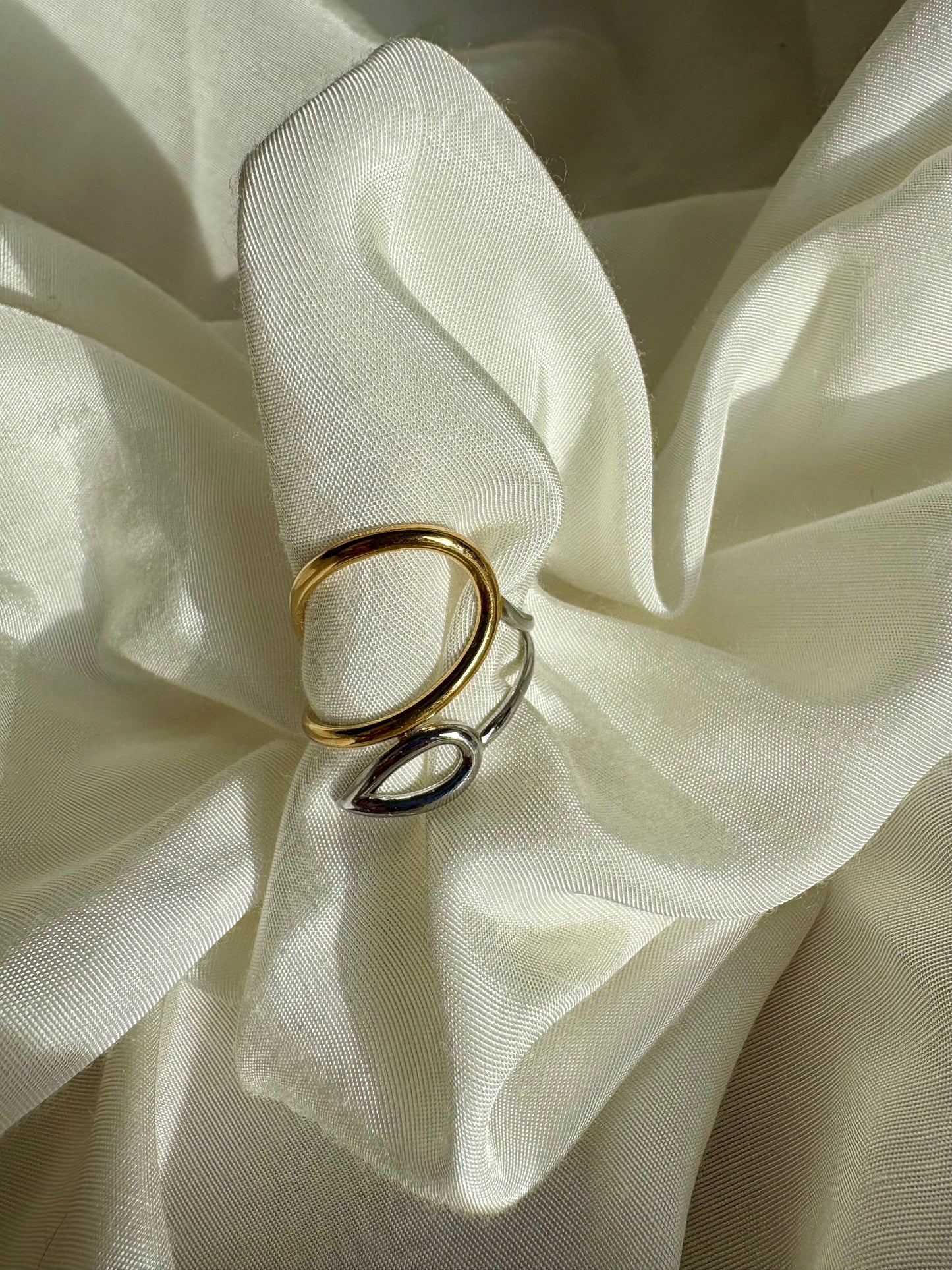 Edelstahl Ring Bicolor Leave