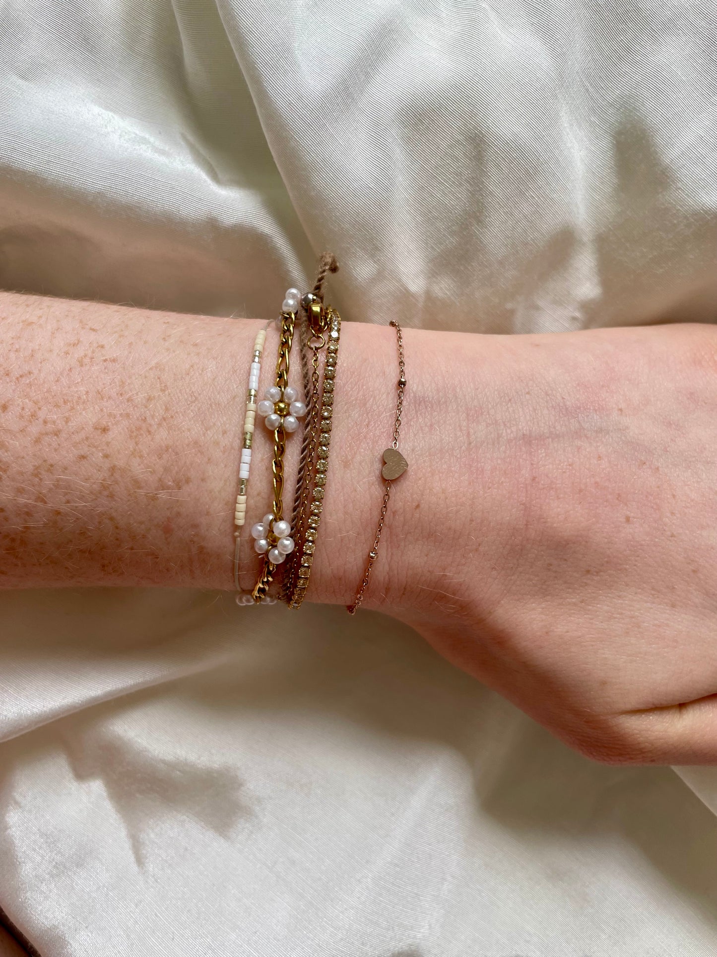 Edelstahl Armband Herz Rose