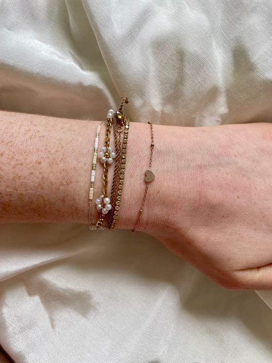Edelstahl Armband Herz Rose