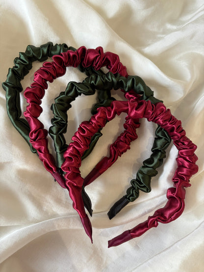 Haarreif Satin Grün & Bordeaux