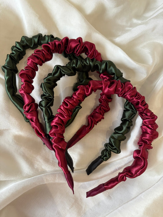Haarreif Satin Grün & Bordeaux