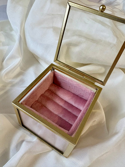 Schmuckdose Gold Rosa Samt