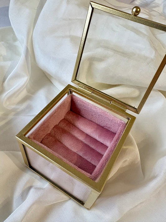 Schmuckdose Gold Rosa Samt