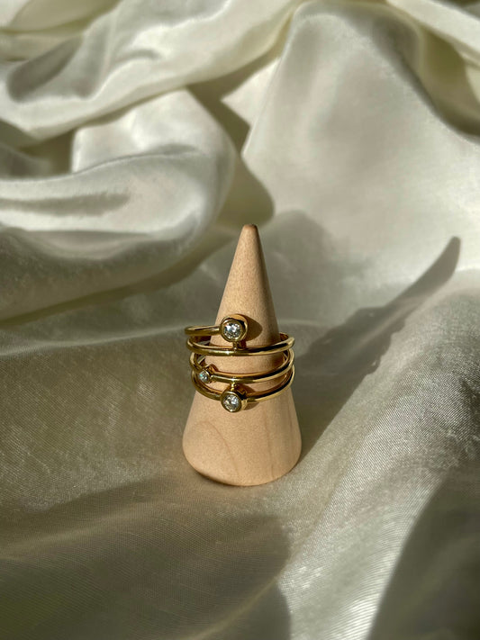 Edelstahl Ring Statement Glitter