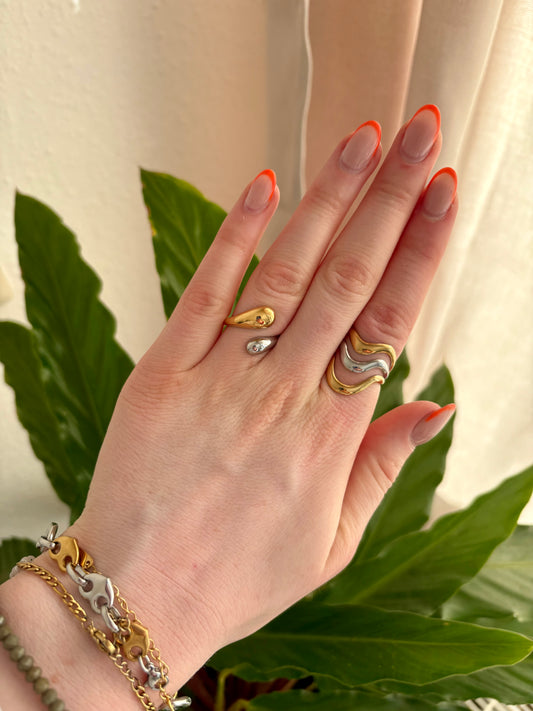 Edelstahl Ring Bicolor Drop Hug