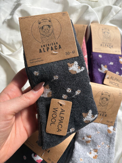 Alpaka Socken Katzen Muster