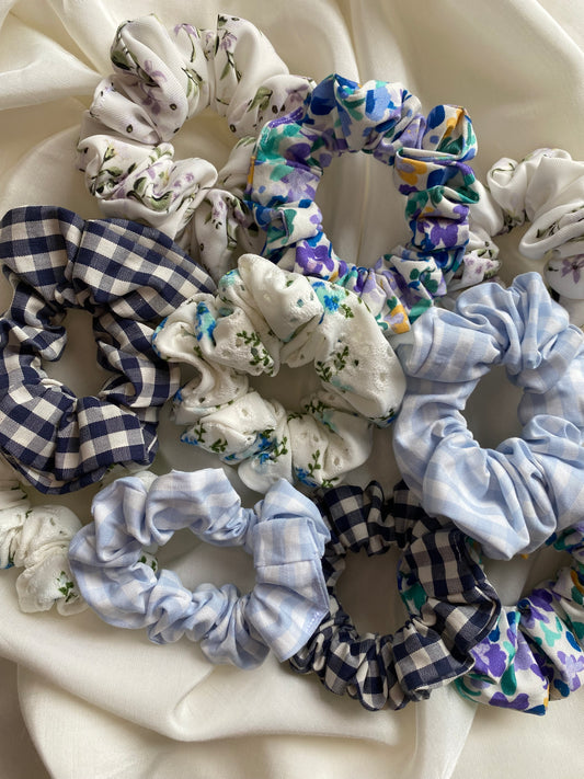Scrunchie Set Blau Frühling