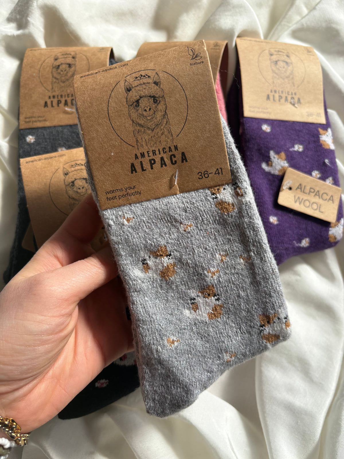 Alpaka Socken Katzen Muster