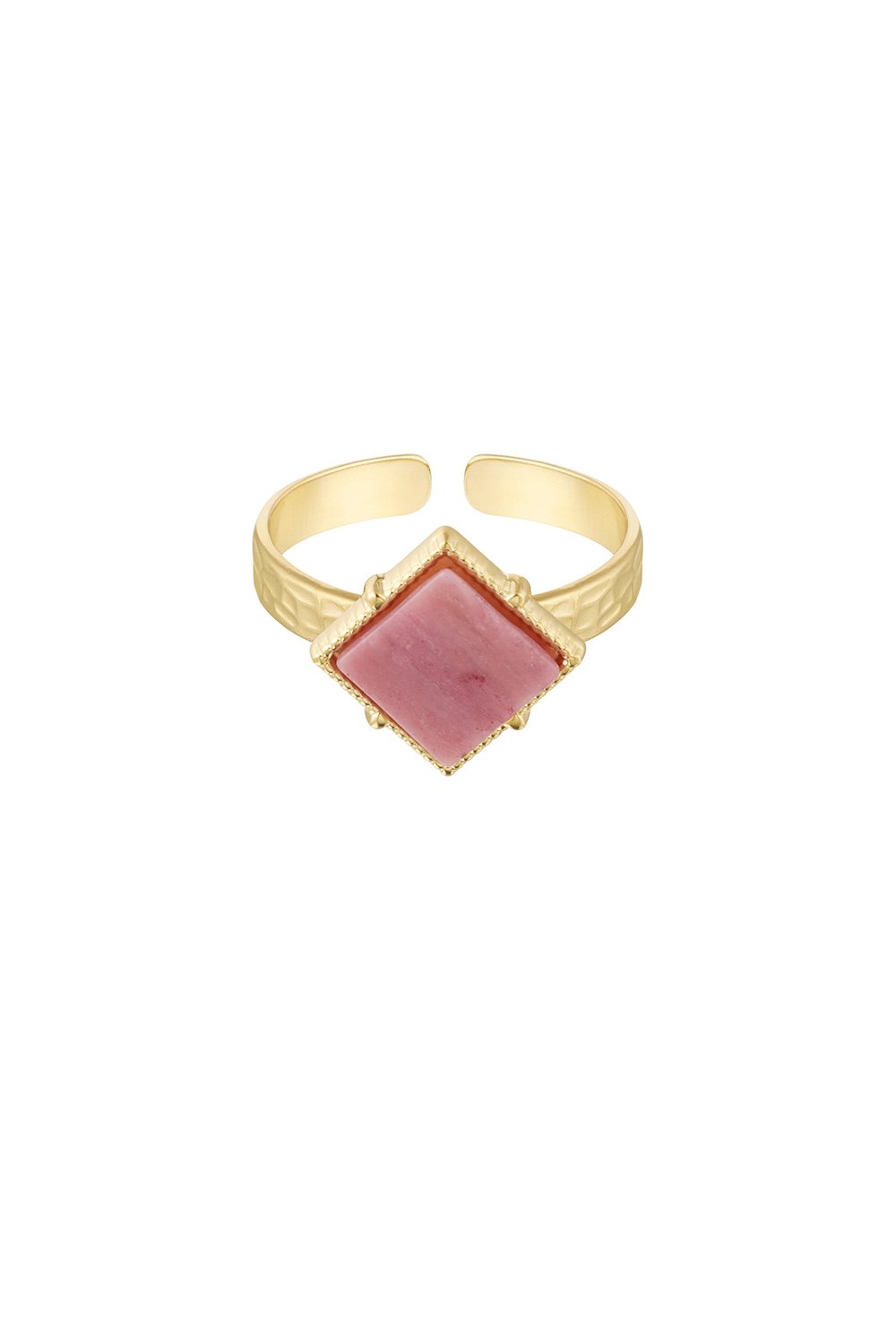 Edelstahl Ring Rose Stone