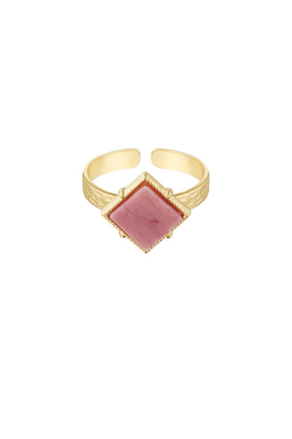 Edelstahl Ring Rose Stone