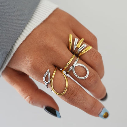 Edelstahl Ring Bicolor Leave
