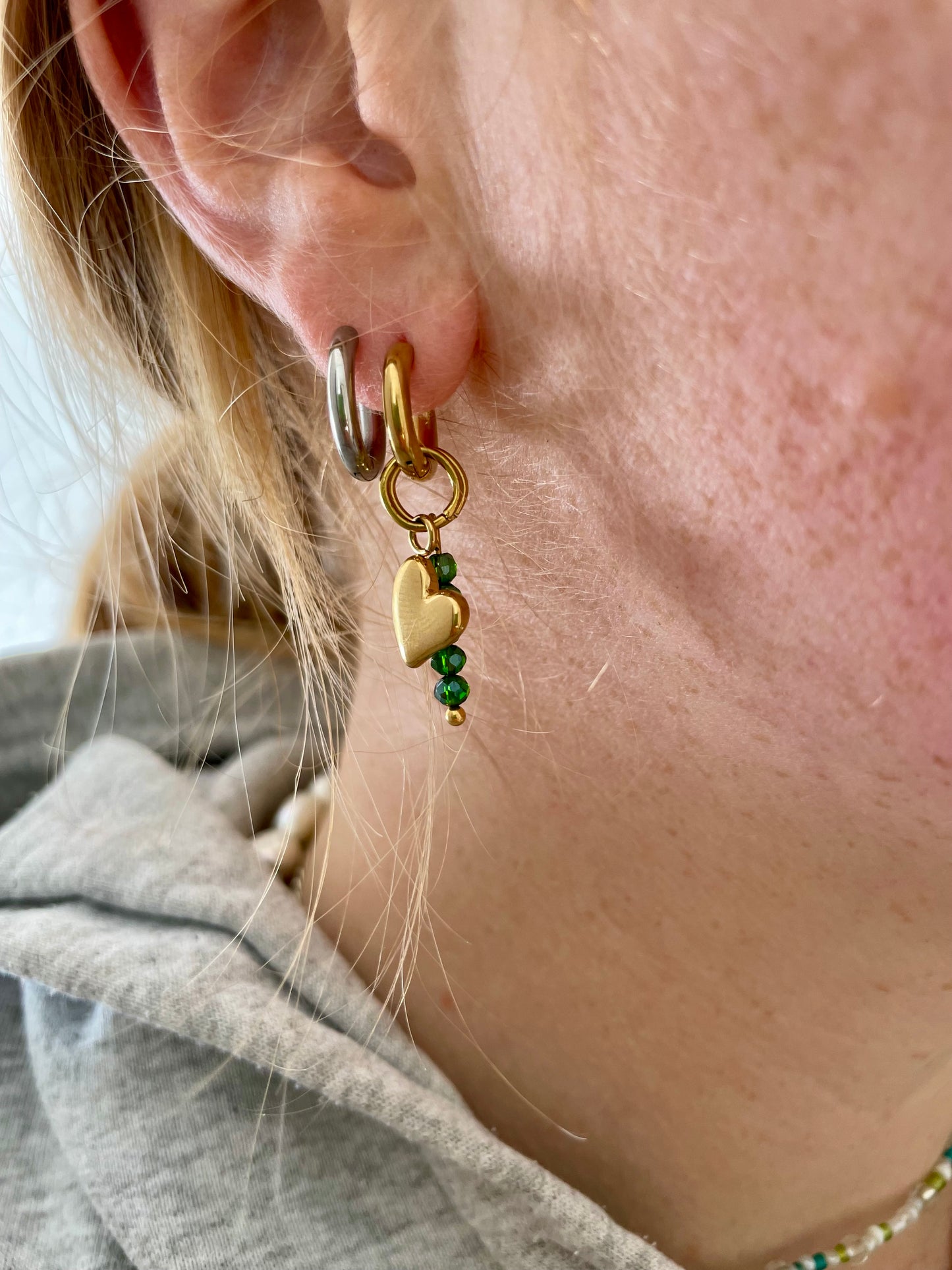 Edelstahl Ohrringe Matcha Herz