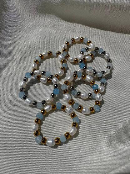 Perlenring Blau Süßwasserperle