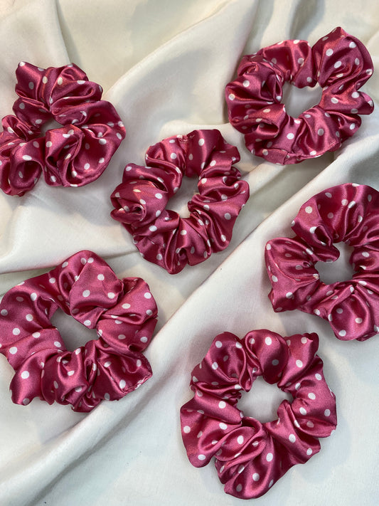 Scrunchie Rosa Pink gepunktet Satin