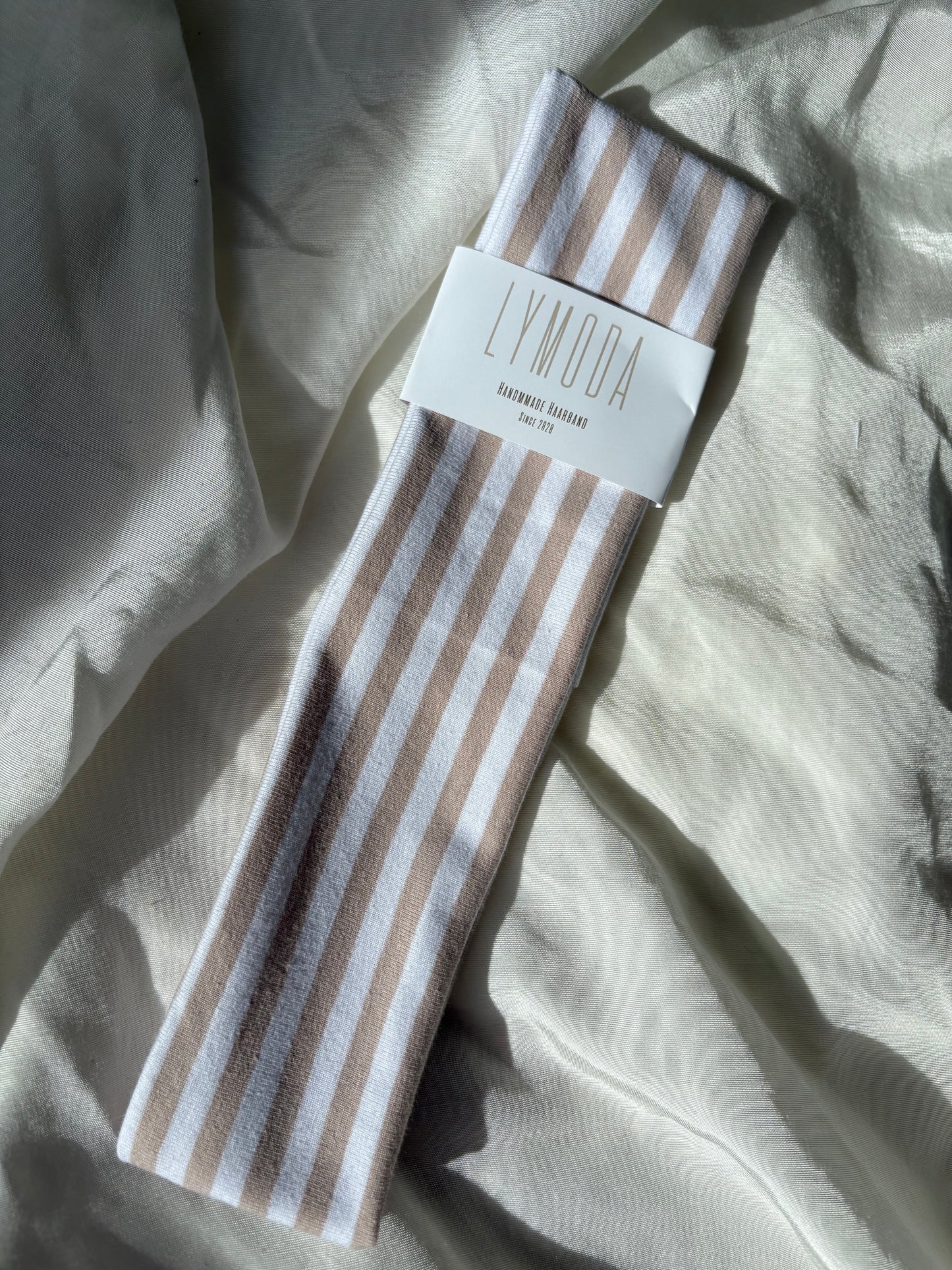 Haarband Gestreift Pink Beige Weiß