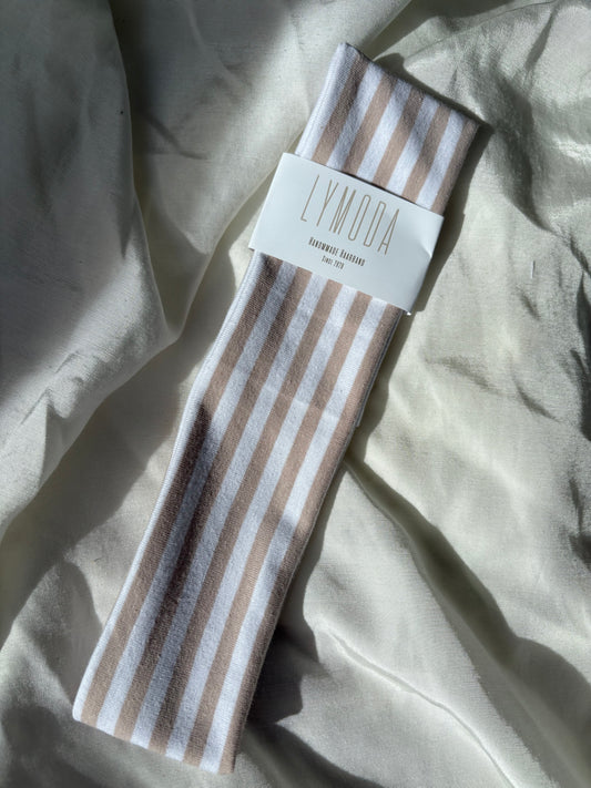 Haarband Gestreift Pink Beige Weiß
