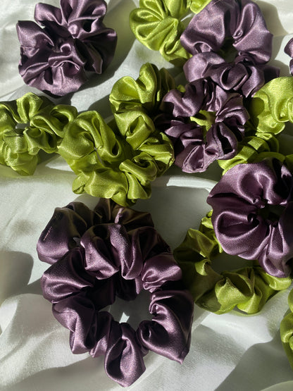 Scrunchie Satin Grün & Lila