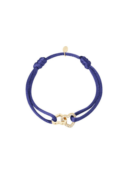 Satinarmband Doppelherz mit Steinen