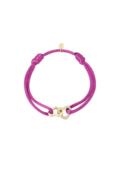 Satinarmband Doppelherz mit Steinen