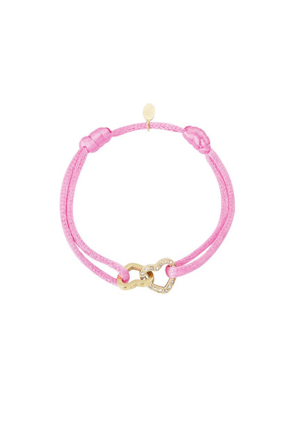 Satinarmband Doppelherz mit Steinen